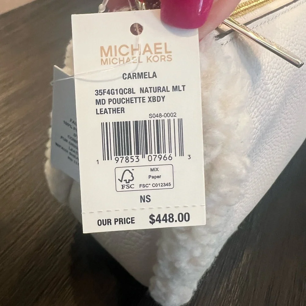 Michael Kors Leather Shearlin Pouchette Crossbody Bag & Zebra Card Case